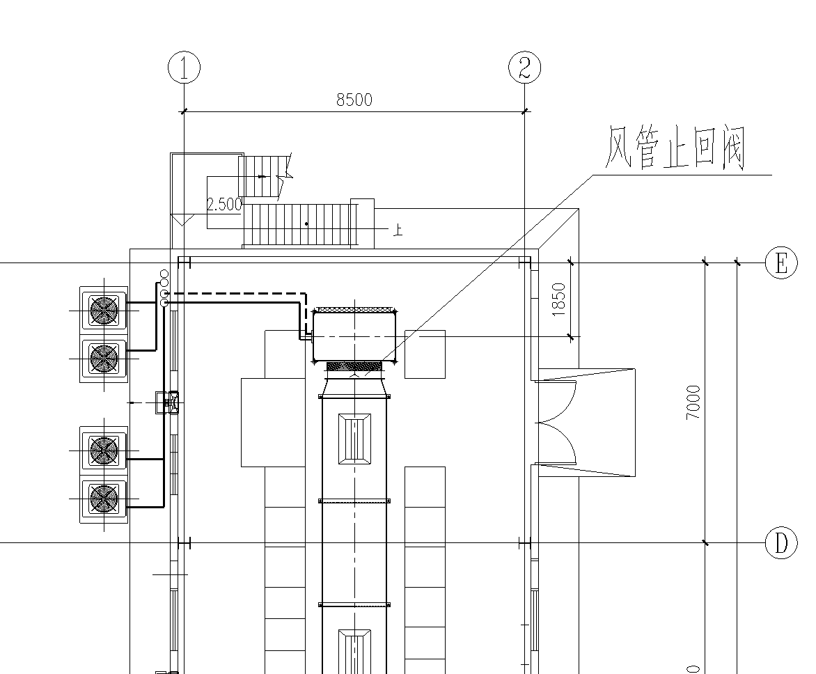 风管止回阀独立设置示意