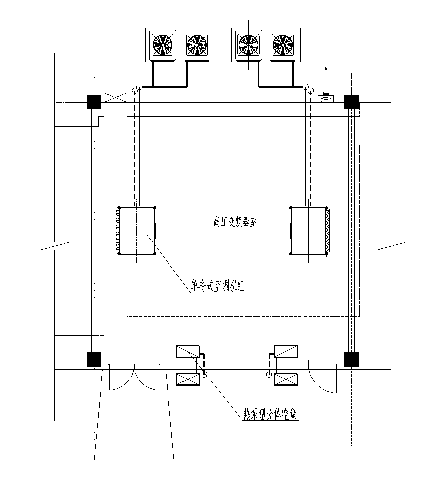 高压变频器室空调设置示意
